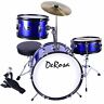 Drm316-bu 760459613458 De Rosa Junior Drum Set With Chair Blue