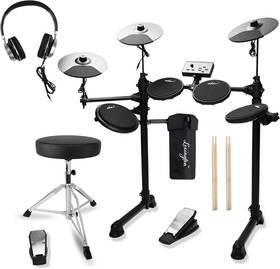 Ab-tp-s5 Adm 5vyl6r Electronic Drum Set With 4 Quiet Mesh Pads Headphones And Throne