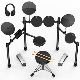 E-10001 Aijoy Electric Drum Set For Beginners With 210 Sounds 4 Quiet Pads 10ft