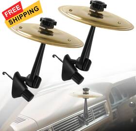 B-001 Bayyires 2-pack Mini Car Drum Cymbal Air Vent Clip Funny Dashboard Music Yellow