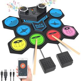 G6008 Bud K Drum Roll Up Electronic Set With Bluetooth For Kids 8 Pads 2 Pedals Speakers