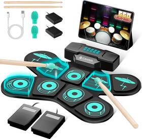 Ced0387us Cahaya Electronic Drum Pad Set Dual Speakers Portable 9-pads Electric Practice