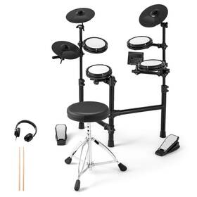 Us-2hcst09778 Costway Electric Drum Set Foldable Kit With 7 Inch Mesh Pads 9.5 Cymbals 10 Demos