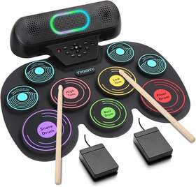 Dammyty 313023459480 9 Pads Electronic Drum Set Kids Adults With Headphone Bluetooth Speaker Wireless