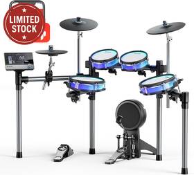 1126 Donner 445037573517 Backbeat Electric Drum Kit 7in Touchscreen Sounds W App And Led Pads