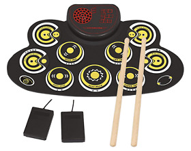Wg600-y Electronic Drum Set Kids Foldable Practice Pad Rechargeable Yellow