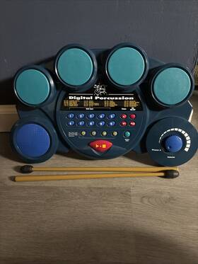 87401 Ez Tec Rockin Rhythms Vintage Toy Digital Percussion Drum Machine Works With Drumsticks