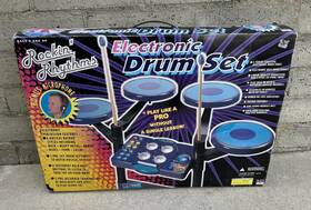 87411 Ez Tec Rockin Rhythms Vintage Electronic Drum Set With Pads Sticks Headphones 1999 Ez-tec