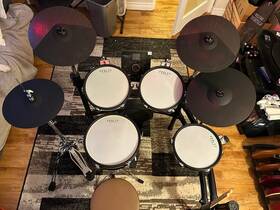 Fed1000 Fesley Electric Drum Set 4 Mesh Pads Independent Hihat Kick 3 Cymbals