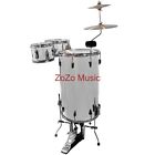Gp75 Gp Percussion New Metallic Silver Complete Cocktail Drum Set With Cymbals 809312080294