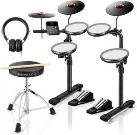 Hampback 653998765729 Mk-0 Electric Drum With 7ftft Mesh Pad 8ftft Cymbals Drumstick Drumthrone