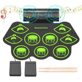 Md862g Konix Electronic Drum Set 9 Pads Roll-up Electric Practice Pa