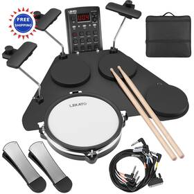 Lekato Cpd-2849us1 Electronic Drum Set Quiet Mesh Pads Portable 220 Sounds Usb Midi