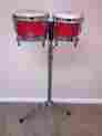 M201-rw Lp Matador Red Fiberglass Bongos Chrome Hw W Matching Stand