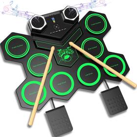 Kd19gr Mazahei Portable Electronic Drum Set 9 Pads Electric Kit With Dual Buil