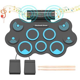 Md868 Momkhx 9 Pads Electronic Drum Set Portable Electric Roll-up