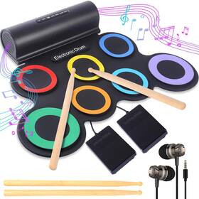 7-pads Muiofang G2002 Portable Electronic Drum Set Roll-up Electric Kit For Beginners