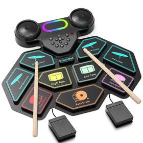 Amz0002 Muornos Electronic Drum Set 9-pads Roll-up Pad With Headphone J