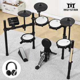 U300 Mustar Electric Drum Set Mesh Pads Dual Zone Snare 450 Sound Usb Midi 2 Pedal Headphone