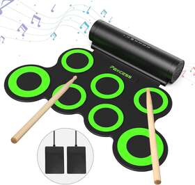 G3006lg Paxcess Electronic Drum Set Roll Up Practice Pad Midi Kit With Headph