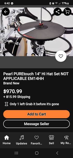 Em14hh Pearl 14 Inch Puretouch Hi-hat Cymbal Pad