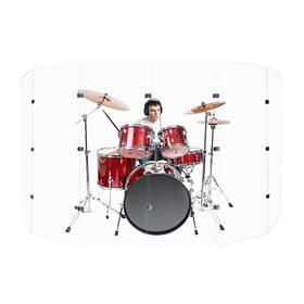 Rd-w8ox-vql1 Pennzoni Drum Shield Ds6 Chrome Hinges 6 Panels Full 1/4 Inch X 24 72 Crystal Clear Ac