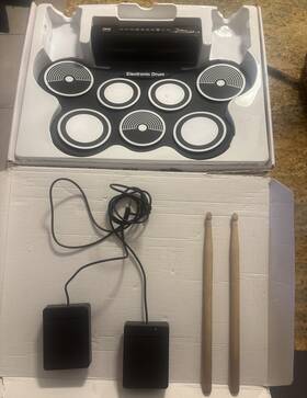 Pyle Pedrum52 7-pad Portable Digital Drum Pad Set With Foot Pedals And Sticks