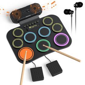 Md-101 Rhymo Electronic Drum Set 9 Pads Electric Pad Roll Up Built-in Spea