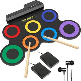 7-pad Rocksocki 313098010081 Electric Drum Set Kids Electronic With Headphone Included Roll