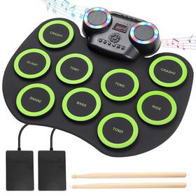 9pads Rocksocki 711271103412 Electronic Drum Set With Led Lights Bluetooth Roll-up