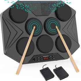 Rocksocki 744110741186 Electronic Tabletop Drum Set Portable Digital Kit 7 Velocity Sen