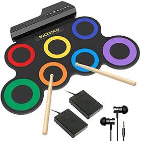 Rocksocki 782917761495 Electronic Drum Sets 7 Practice Pad Roll-up Machine With Sticks Foot Ped