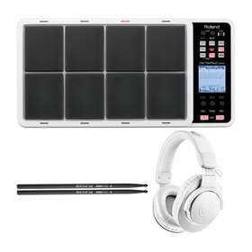 Rolspd-30k1 Roland Octapad Spd 30 Digital Percussion Pad White With Audiotechnica Headphones