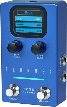 Shenzhen Innovation Co. Ltd. 744759375933 Ff02 Drum Machine Guitar Pedal - 121 Grooves 11 Music Genres Tap Tempo A