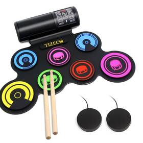 D7rainbow Tizeco Electric Drum Set For Kids 7 Pad Practice Drums Electronic With Dr