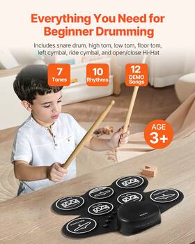 7-pad Vevor 197988484646 Electric Drum Set With Headphone Jack Pedals Speaker For Beginners And Kids