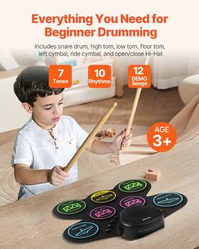 7-pad Vevor 197988484769 Electric Drum Set With Headphone Jack Pedals Speaker For Beginners And Kids