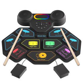 Vb9pd Vicbueges Electronic Drum Set 9 Pads Roll Up Kit Built-in 2 Foot Pedals Drumsti