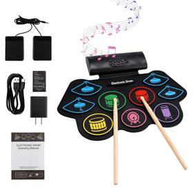 Vipih E202-a028-us Hand Roll Drum Set 9pad Built-in Stereo Speakers Gift Practice