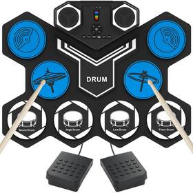 Drum-7pad-rainbow Wegrower Electric Drum Set 9 Drums Portable Practice Pad Electronic Kit With Bu