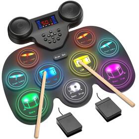 B0fqp14d3w Yottix Electric Drum Set With 7 Colorful Led Light Patterns Enhanced Rebound Feel Elec
