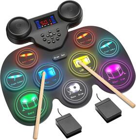 Eds-03 Yottix Electric Drum Set With 7 Colorful Led Light Patterns Enhanced Rebound Feel Elec