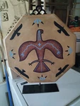 **awesome Native American Vintage Rawhide Painted Drum With Stand Magnificent!. Fixed Price $1250.00.