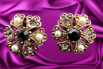 Weiss Filigree Earrings Pearl & Grey Crystal New Stud Back Video. Fixed Price $22.99.