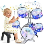 Upgraded Kids Drum Set For Toddlers W/ Light (all Plastic), Musical Gifts Toy.... Fixed Price $31.31.