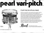 1979 Small Print Ad Of Pearl Vari-pitch Roto Tom Drums. Fixed Price $9.99.