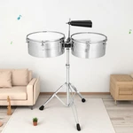 13" 14" Timbales Beginner Drum Set-silver Latin Cowbell Adjustable Stand Sticks. Fixed Price $128.99.