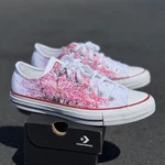 Cherry Blossoms White Converse Chuck Taylor Low Top Shoes For And Women. Fixed Price $179.00.