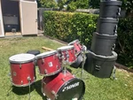 Sonor Force 2001 6 Pc Natural Cherry Drum With Cymbals, Skb Cases, Rotos, Gear. Fixed Price $1650.00.