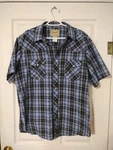 Wrangler Men's Western Shirts Xl Plaid Pearl Snap Short Sleeve Blue Black C153. Fixed Price $10.95.